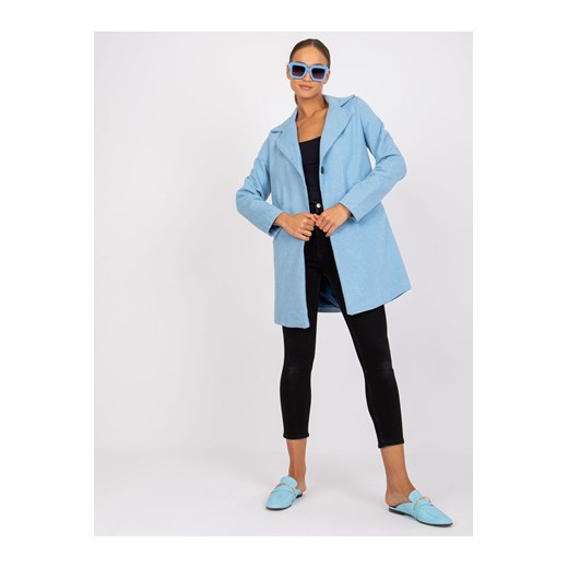 Krótki elegancki płaszcz damski - niebieski ze sklepu 5.10.15 w kategorii Płaszcze damskie - zdjęcie 169708231