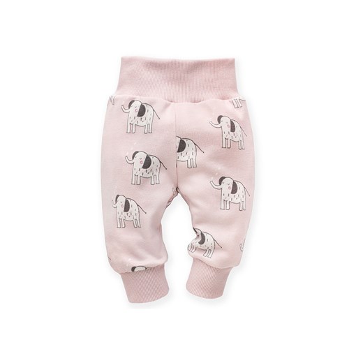 Spodnie dresowe różowe w słoniki Wild Animals- szeroki pas ze sklepu 5.10.15 w kategorii Spodnie i półśpiochy - zdjęcie 169708301