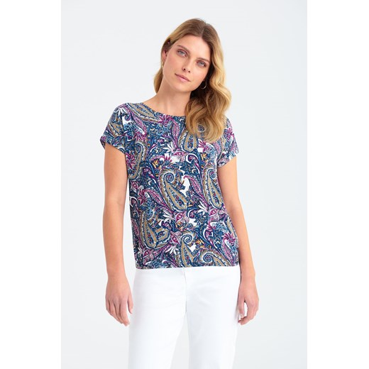 T-shirt damski z wiskozy we wzorki ze sklepu 5.10.15 w kategorii Bluzki damskie - zdjęcie 169708762