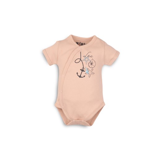 Bawełniane body kopertowe z nadrukiem - beżowe ze sklepu 5.10.15 w kategorii Body niemowlęce - zdjęcie 169708810
