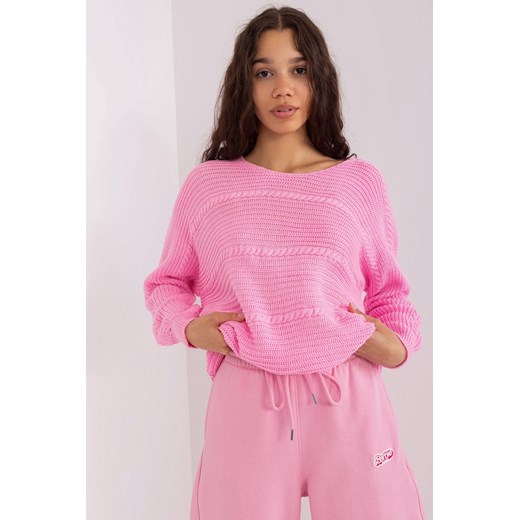 Różowy sweter klasyczny o luźnym kroju ze sklepu 5.10.15 w kategorii Swetry damskie - zdjęcie 169708824