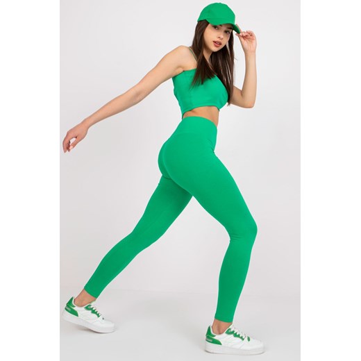Leginsy damskie z gumką w pasie - zielone ze sklepu 5.10.15 w kategorii Spodnie damskie - zdjęcie 169708834