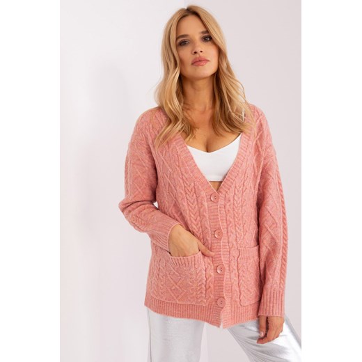 Jasnoróżowy sweter rozpinany w warkocze ze sklepu 5.10.15 w kategorii Swetry damskie - zdjęcie 169709011