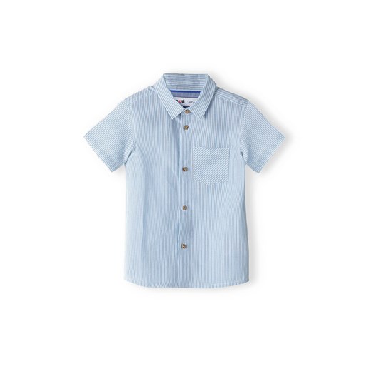 Błękitna koszula bawełniana dla chłopca z krótkim rękawem Minoti 116/122 5.10.15