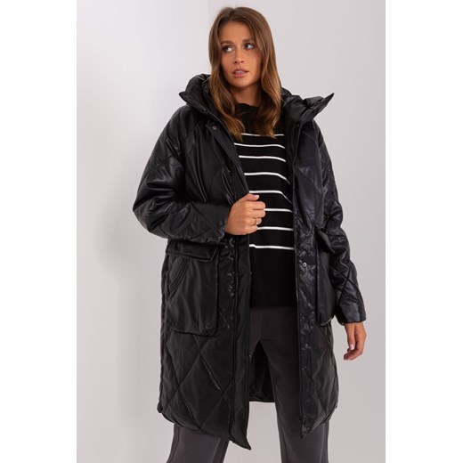 Czarna pikowana kurtka zimowa z kieszeniami ze sklepu 5.10.15 w kategorii Kurtki damskie - zdjęcie 169709611