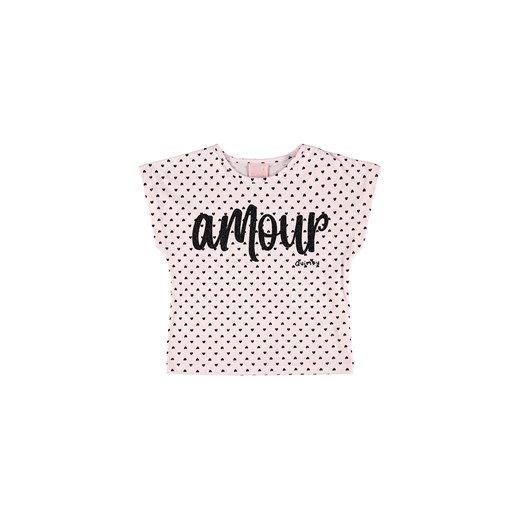 Różowy bawełniany t-shirt w serduszka ze sklepu 5.10.15 w kategorii Bluzki dziewczęce - zdjęcie 169709614