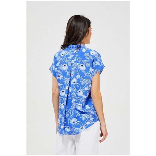 Bluzka damska z wiskozy w kwiaty - niebieska M okazyjna cena 5.10.15