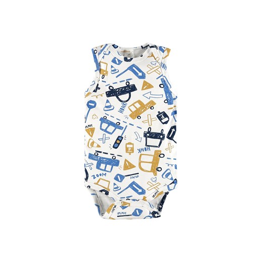 Bawełniane body niemowlęce w auta bez rękawa ze sklepu 5.10.15 w kategorii Body niemowlęce - zdjęcie 169709730