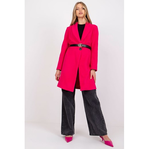 Płaszcz damski o luźnym kroju z paskiem - różowy ze sklepu 5.10.15 w kategorii Płaszcze damskie - zdjęcie 169709761