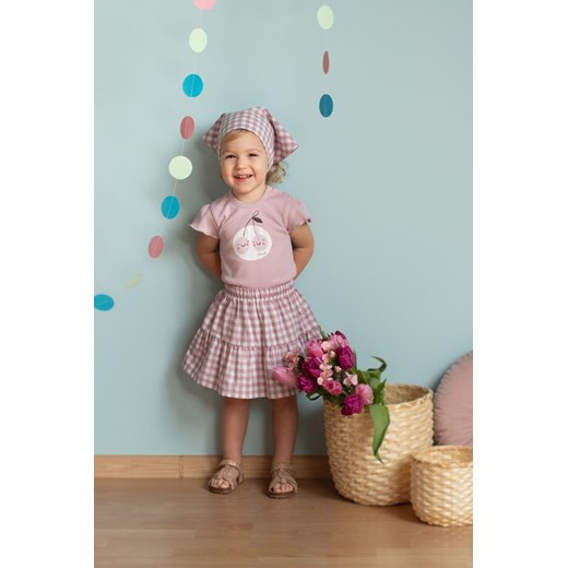 Spódniczka dziewczęca z tkaniny bawełnianej w różowo-białą kratkę ze sklepu 5.10.15 w kategorii Spódnice - zdjęcie 169709893