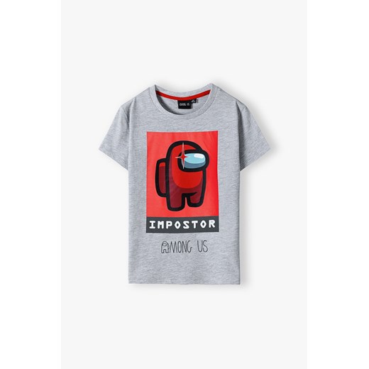 Szary t-shirt dla chłopca z dzianiny Among us ze sklepu 5.10.15 w kategorii T-shirty chłopięce - zdjęcie 169709952