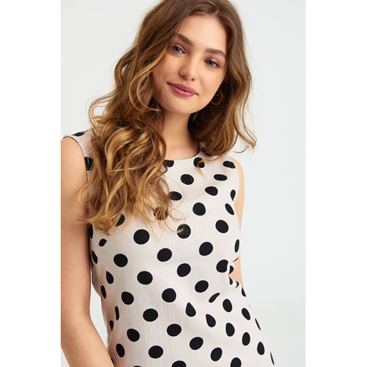Lniana Sukienka damska w czarne grochy Greenpoint 40 okazyjna cena 5.10.15