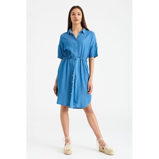 Sukienka z krótkim rękawem niebieska ze sklepu 5.10.15 w kategorii Sukienki - zdjęcie 169710331