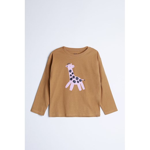 Bluzka z długim rękawem z wysokiej jakości bawełny - brązowa z żyrafą - unisex - Limited Edition ze sklepu 5.10.15 w kategorii T-shirty chłopięce - zdjęcie 169710681