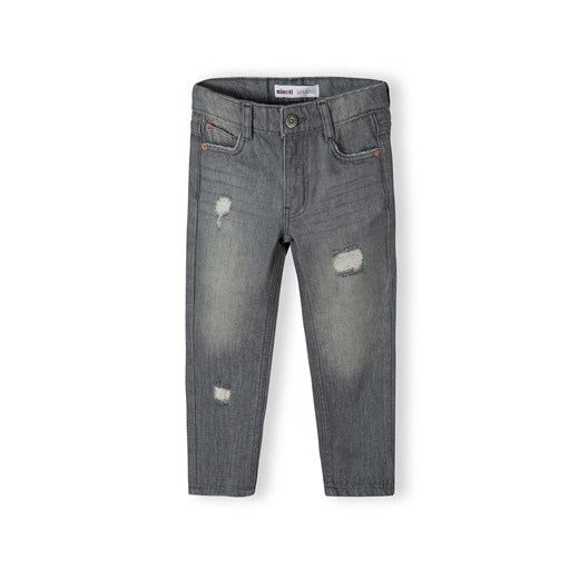 Szare spodnie jeansowe z przetarciami dla chłopca - Minoti Minoti 128/134 okazyjna cena 5.10.15