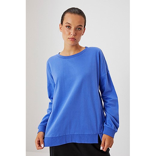 Bawełniana bluza da kobiet bez kaptura - niebieska M wyprzedaż 5.10.15