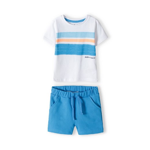 Komplet dla niemowlaka -biały t-shirt + niebieskie spodenki ze sklepu 5.10.15 w kategorii Komplety niemowlęce - zdjęcie 169710862