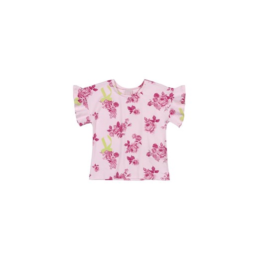 T-shirt dziewczęcy w kwiatki - różowy ze sklepu 5.10.15 w kategorii Bluzki dziewczęce - zdjęcie 169710943