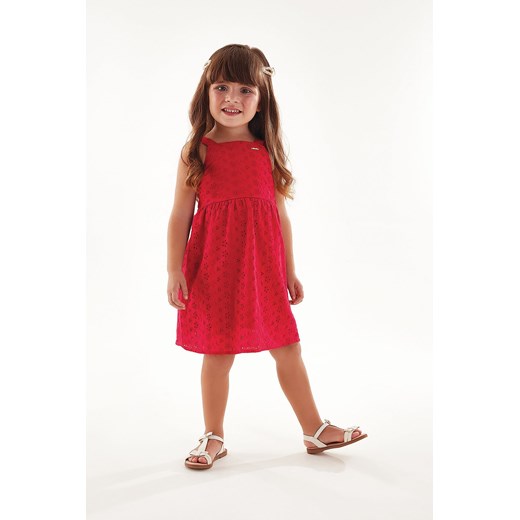 Sukienka dziewczęca ażurowa z kokardą na plecach - czerwona ze sklepu 5.10.15 w kategorii Sukienki dziewczęce - zdjęcie 169711194