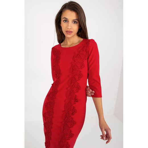 Czerwona elegancka sukienka koktajlowa z rękawem 3/4 ze sklepu 5.10.15 w kategorii Sukienki - zdjęcie 169711230