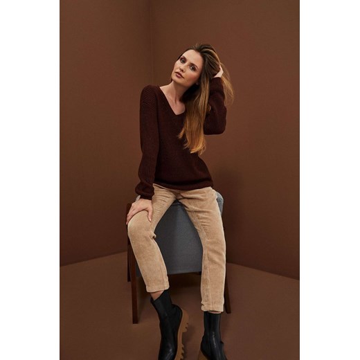 Brązowy sweter damski z metaliczną nitką ze sklepu 5.10.15 w kategorii Swetry damskie - zdjęcie 169711330