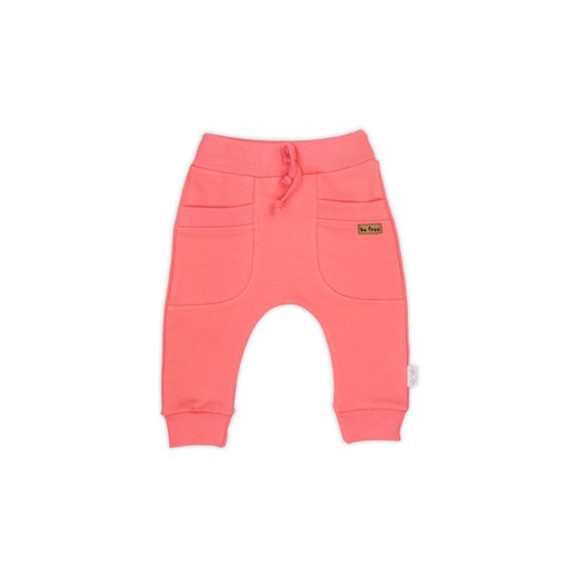 Spodnie dresowe dla dziewczynki uszyte z koralowej bawełny ze sklepu 5.10.15 w kategorii Spodnie i półśpiochy - zdjęcie 169711343