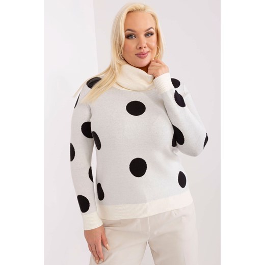 Sweter plus size z długim rękawem ecru ze sklepu 5.10.15 w kategorii Swetry damskie - zdjęcie 169711511
