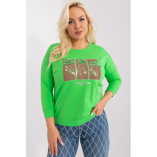Damska bluzka plus size z nadrukiem jasny zielony ze sklepu 5.10.15 w kategorii Bluzki damskie - zdjęcie 169711824