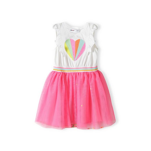 Różowa sukienka niemowlęca z sercem i cekinami ze sklepu 5.10.15 w kategorii Sukienki niemowlęce - zdjęcie 169712092