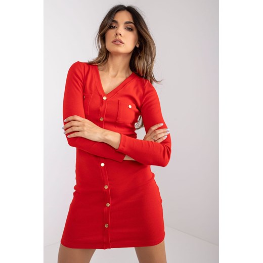 Sukienka z ozdobnymi guzikami - czerwona ze sklepu 5.10.15 w kategorii Sukienki - zdjęcie 169712124