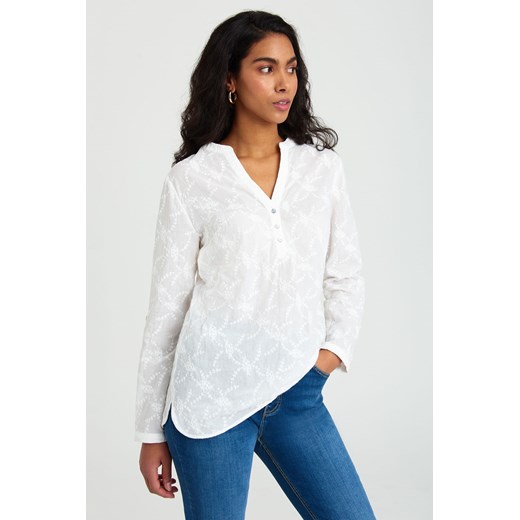 Bluzka damska z wiskozy z długim rękawem biała ze sklepu 5.10.15 w kategorii Bluzki damskie - zdjęcie 169712190