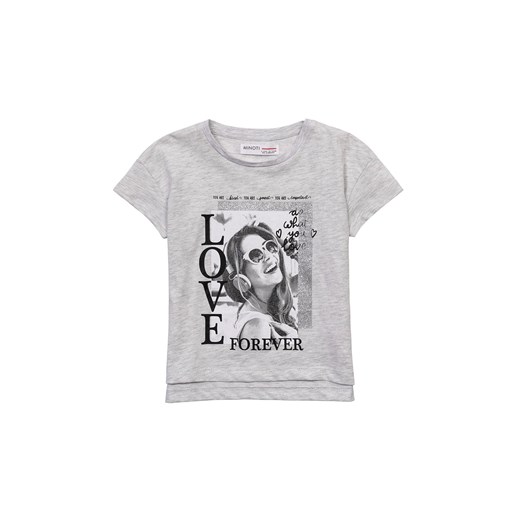 Szary t-shirt dziewczęcy dzianinowy z nadrukiem ze sklepu 5.10.15 w kategorii Bluzki dziewczęce - zdjęcie 169712303