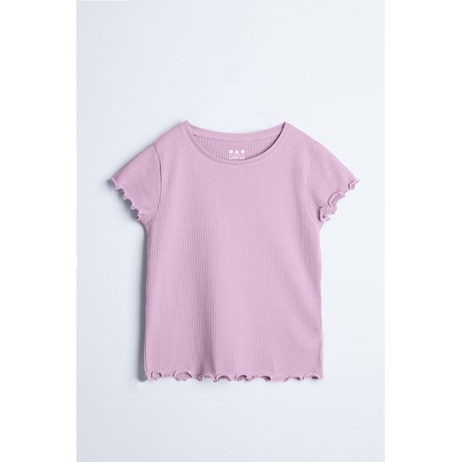 Różowa bluzka w prążki z krótkim rękawem - Limited Edition ze sklepu 5.10.15 w kategorii Bluzki dziewczęce - zdjęcie 169712441