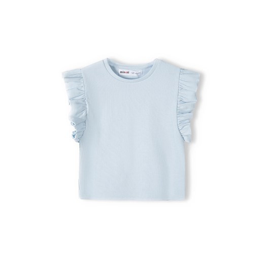 Niemowlęca bluzka z krótkim rękawem i falbanką- błękitna ze sklepu 5.10.15 w kategorii Koszulki niemowlęce - zdjęcie 169712460