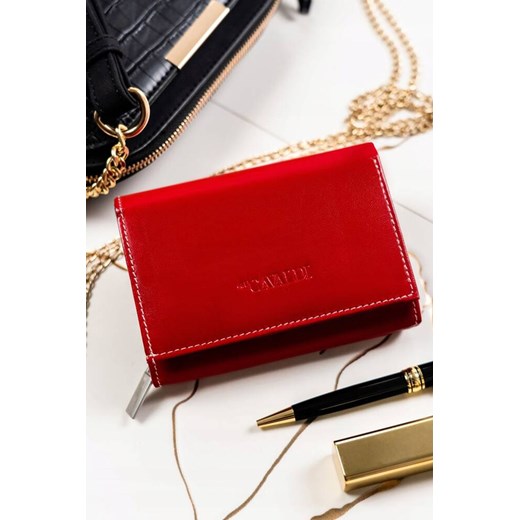 Klasyczny, skórzany portfel damski na zatrzask — 4U Cavaldi czerwony ze sklepu 5.10.15 w kategorii Portfele damskie - zdjęcie 169712683