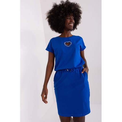 Kobaltowa sukienka dresowa z krótkim rękawem Relevance one size 5.10.15