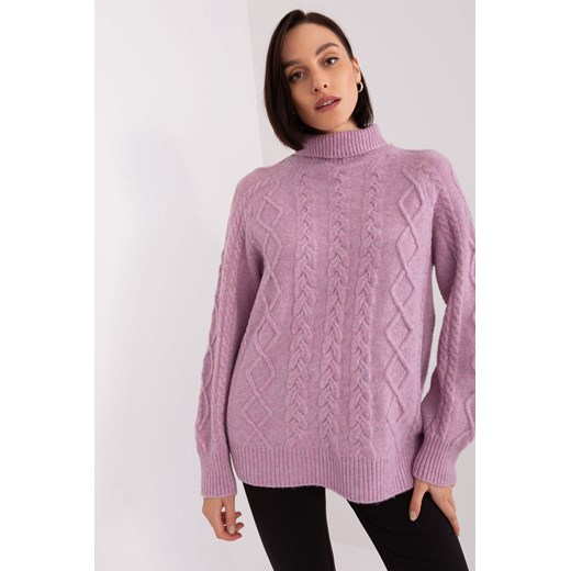 Damski sweter z warkoczami fioletowy ze sklepu 5.10.15 w kategorii Swetry damskie - zdjęcie 169712861