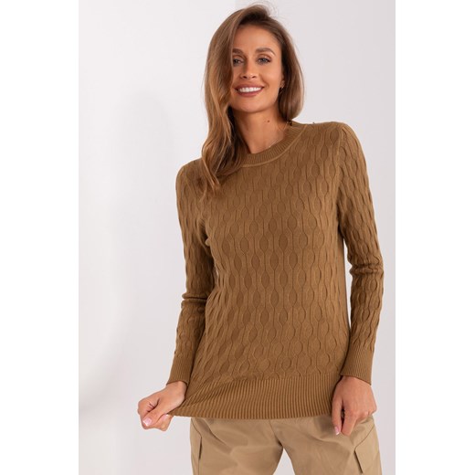Sweter klasyczny z bawełną jasny brązowy ze sklepu 5.10.15 w kategorii Swetry damskie - zdjęcie 169712883