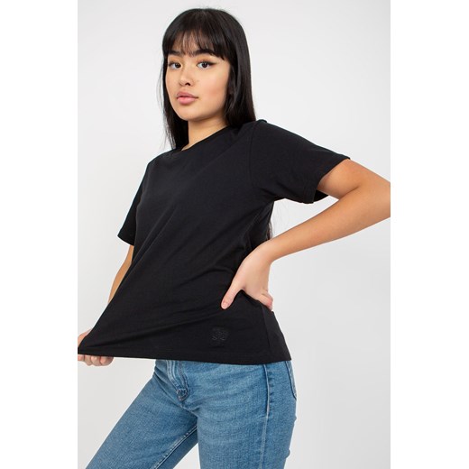 Czarny t-shirt jednokolorowy z okrągłym dekoltem MAYFLIES ze sklepu 5.10.15 w kategorii Bluzki damskie - zdjęcie 169713092