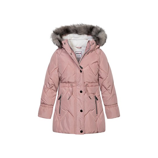 Płaszcz zimowy niemowlęcy różowy z futrzanym kapturem ze sklepu 5.10.15 w kategorii Kombinezony i kurtki - zdjęcie 169713204