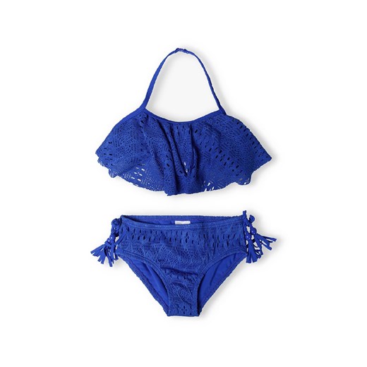 Szydełkowe bikini z falbankami i frędzlami dla dziewczynki - granatowe ze sklepu 5.10.15 w kategorii Stroje kąpielowe - zdjęcie 169713453