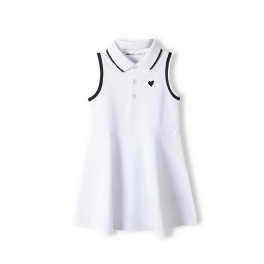 Sukienka polo bez rękawów z zapięciem na guzik dla dziewczynki - biała Minoti 128/134 promocyjna cena 5.10.15