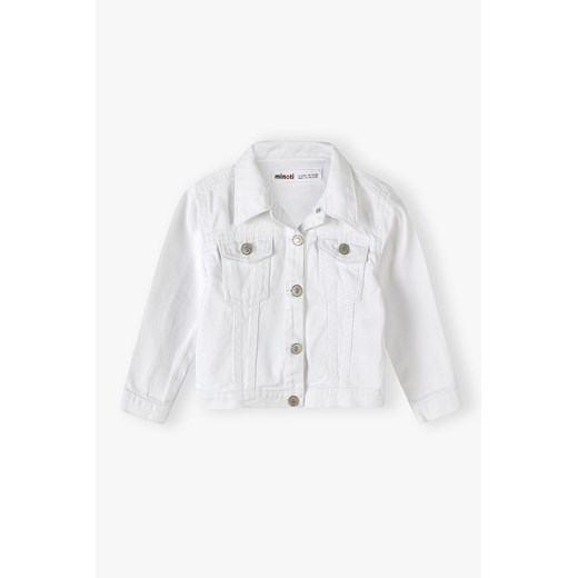 Biała kurtka jeansowa dla małej dziewczynki ze sklepu 5.10.15 w kategorii Kurtki dziewczęce - zdjęcie 169714340