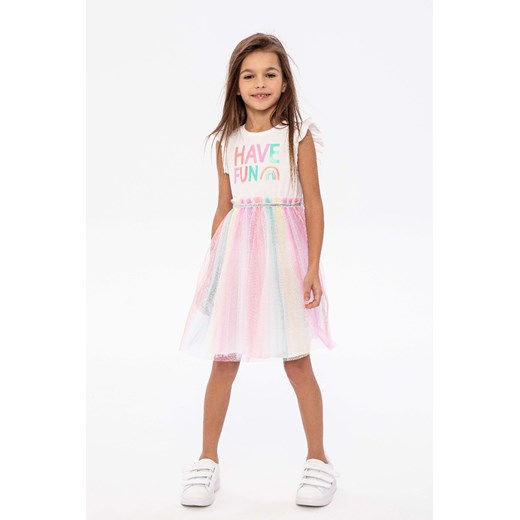 Kolorowa sukienka dla dziewczynki z krókim rękawem- Have fun ze sklepu 5.10.15 w kategorii Sukienki dziewczęce - zdjęcie 169714453