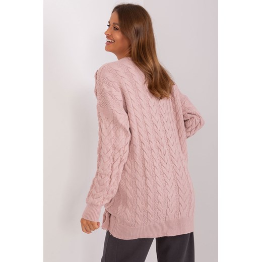 Jasnoróżowy sweter z warkoczami o kroju oversize Badu one size wyprzedaż 5.10.15