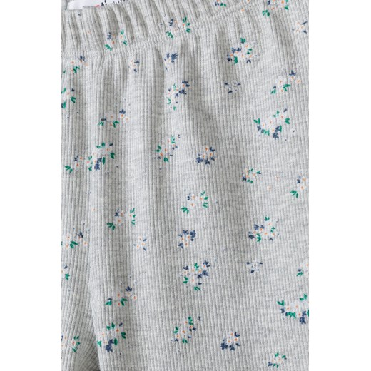 Szare legginsy dla dziewczynki prążkowane w kwiatki Minoti 98/104 5.10.15
