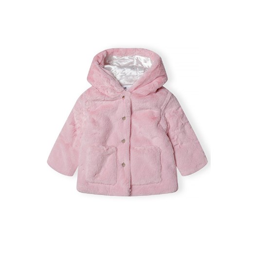 Różowa kurtka przejściowa jesienna pluszowa dla niemowlaka Minoti 80/86 5.10.15