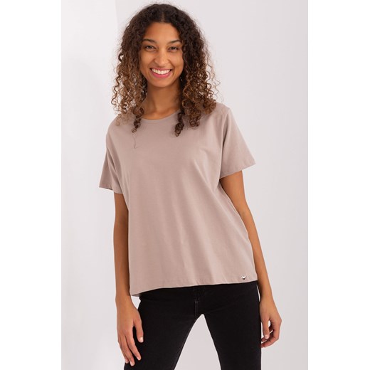 Ciemnobeżowy damski t-shirt oversize BASIC FEEL GOOD ze sklepu 5.10.15 w kategorii Bluzki damskie - zdjęcie 169714620