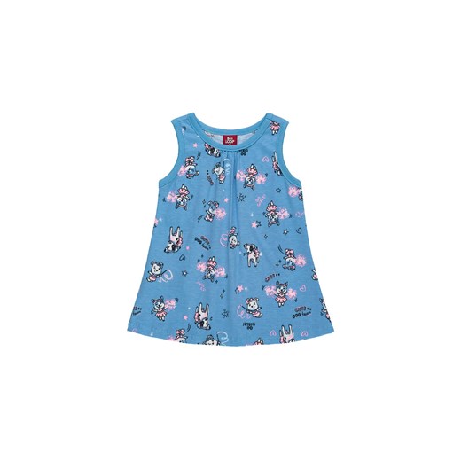 Niebieska bawełniana sukienka niemowlęca z nadrukiem Bee Loop 74 5.10.15