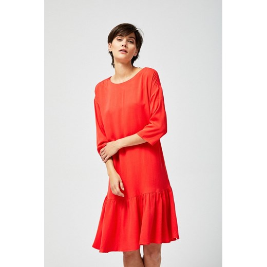 Sukienka damska czerwona z falbaną i kokardą z tyłu XS promocyjna cena 5.10.15